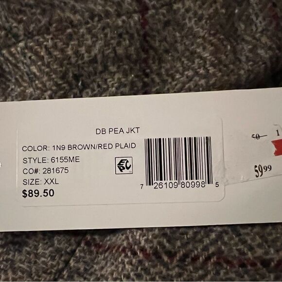 Maralyn Me Juniors Notched-Collar Double-Breasted Peacoat Brown Red Plaid XXL - Picture 9 of 9